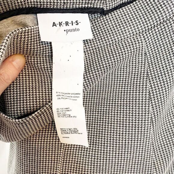 Akris punto Franca Houndstooth Cropped Trousers Black Cream Women’s Size 6 / S - Picture 11 of 16